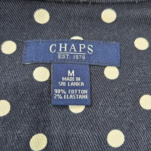 Chaps Ralph Lauren Navy Polka Dot Denim Blazer Jacket Medium Classic Preppy - Picture 4 of 11